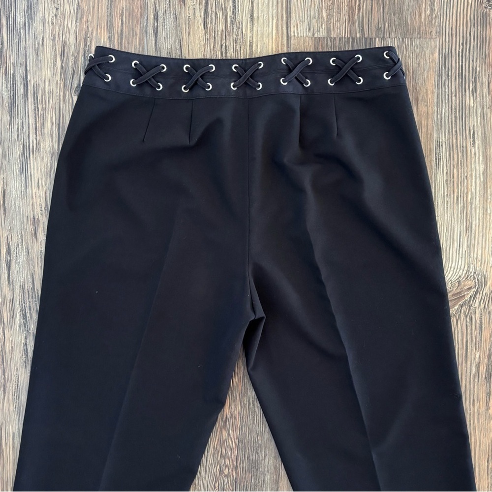 *FLAWS Zac & Rachel Lace-Up Waist Trouser Pants Womens 10 Black Whimsigoth Y2K - Picture 11 of 12